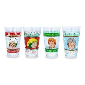 Golden Girls Silver Buffalo Holiday Glassware Set